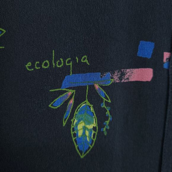 Chicos Button Up Blouse Womens M Silk Casual Artsy Abstract Floral Plants - Picture 8 of 13